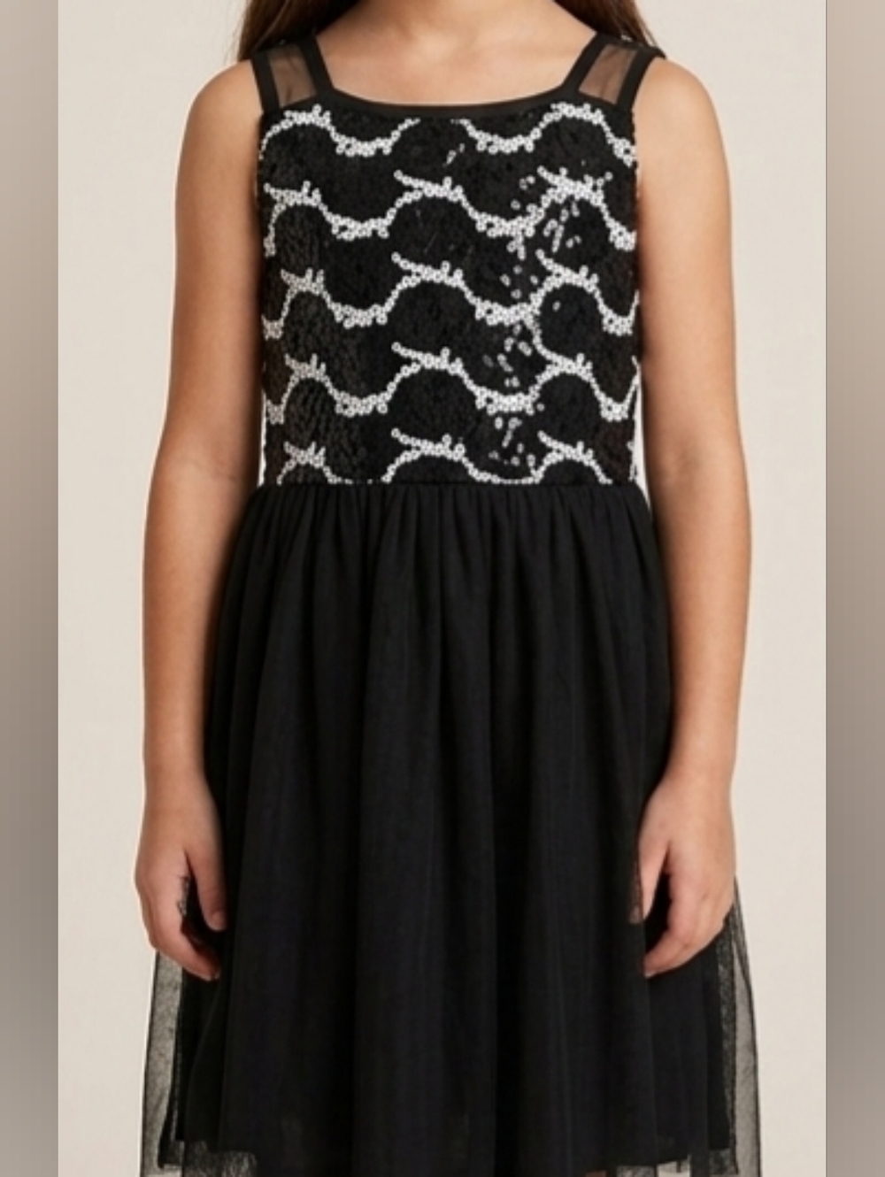 Elegant Black Sequin Kids Dress